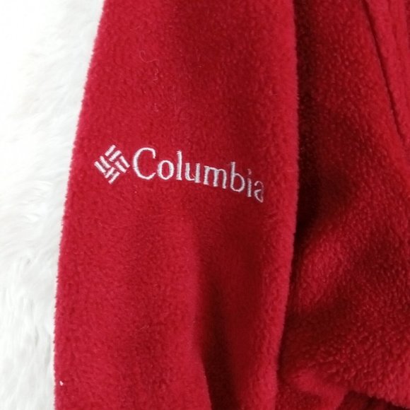 SC Columbia Mens Jacket Fleece Red Embroidered Logo Full Zip Large - Picture 7 of 12